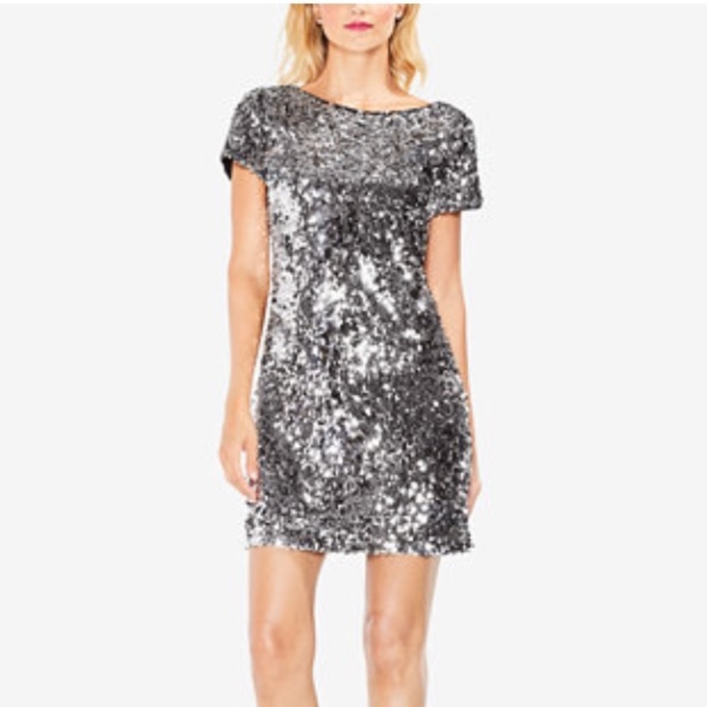 Vince Camuto Sequined Dress Silver / Chrome